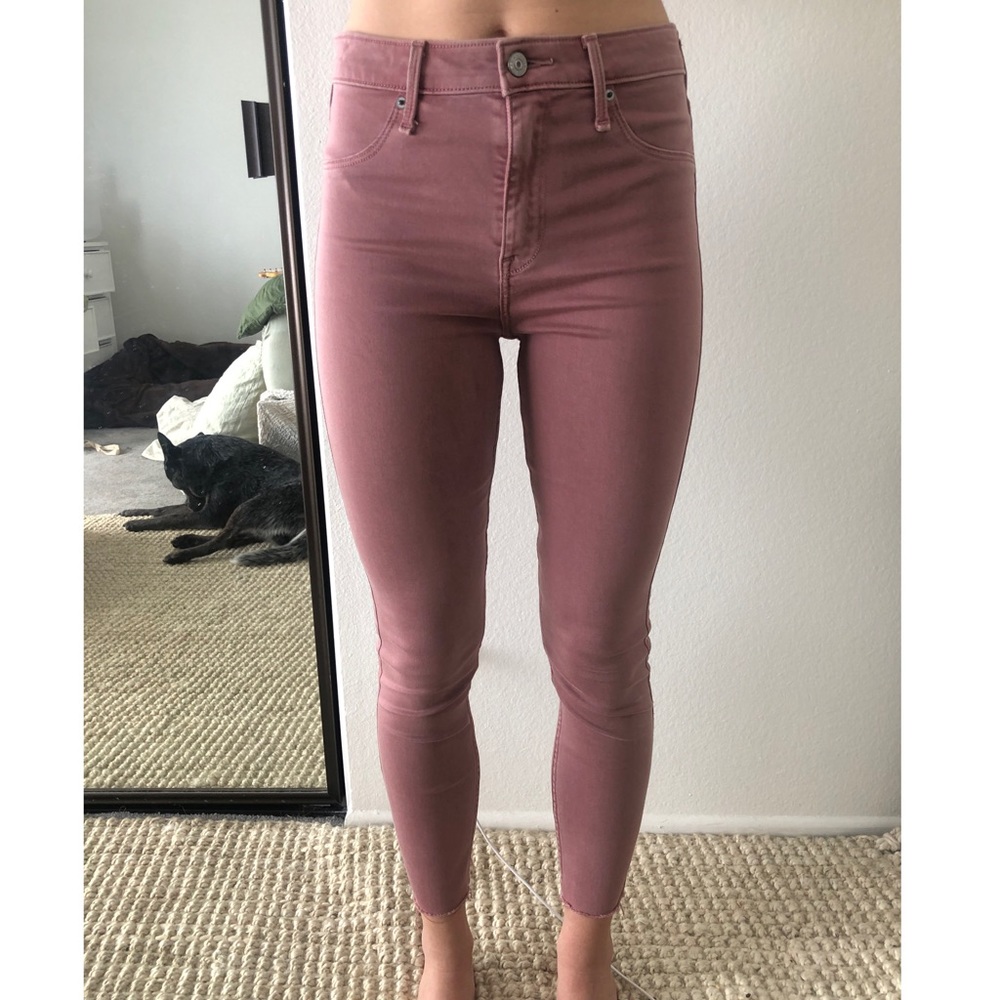 Abercrombie & Fitch faded maroon skinny jeans